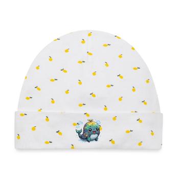 Galaxie-Wal Kuschelheld - Baby Premium Organic Mütze - Weiß/Zitronengelb - Vorne