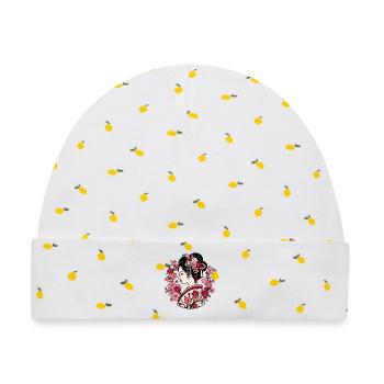 Geisha Silhouette mit Kirschblüten Japan Motiv - Baby Premium Organic Mütze - Weiß/Zitronengelb - Vorne