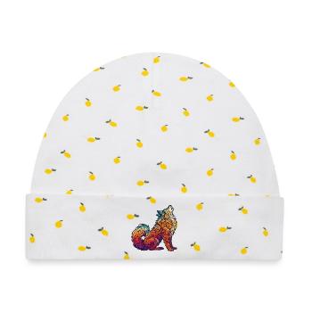 Bunter Wolf Tribal Muster - Baby Premium Organic Mütze - Weiß/Zitronengelb - Vorne