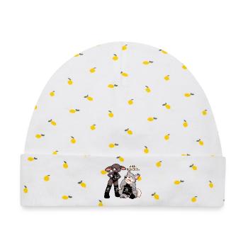 Schwarzes Schaf – Strickhumor – Fühl die Wolle - Baby Premium Organic Mütze - Weiß/Zitronengelb - Vorne