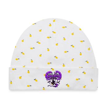 Lila Spuk-Halloween - Baby Premium Organic Mütze - Weiß/Zitronengelb - Vorne