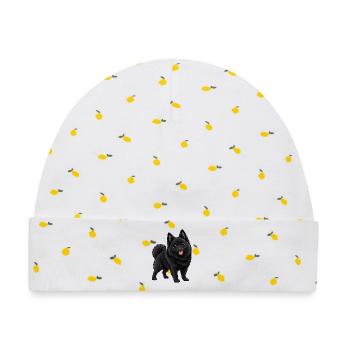 Schipperke Kawaii Style – Süßer kleiner Hund - Baby Premium Organic Mütze - Weiß/Zitronengelb - Vorne