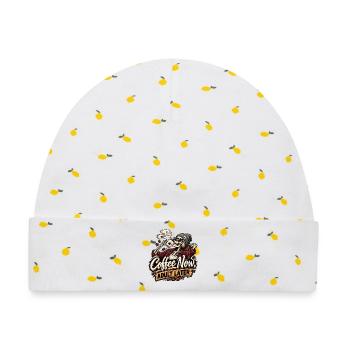 Lustiges Kaffee Skelett Design - Baby Premium Organic Mütze - Weiß/Zitronengelb - Vorne