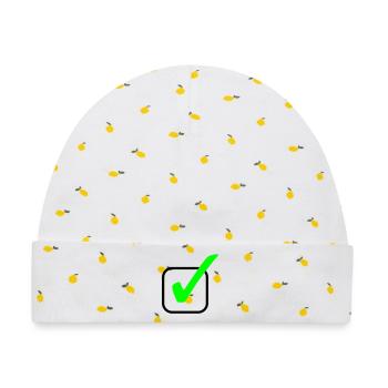 Neon-Grüner Haken Print - Baby Premium Organic Mütze - Weiß/Zitronengelb - Vorne