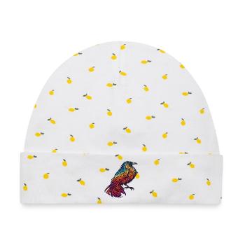 Bunte Orpheus-Krähe - Baby Premium Organic Mütze - Weiß/Zitronengelb - Vorne