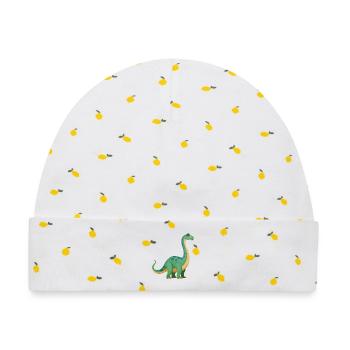 Dinosaurier Brontosaurus - Baby Premium Organic Mütze - Weiß/Zitronengelb - Vorne