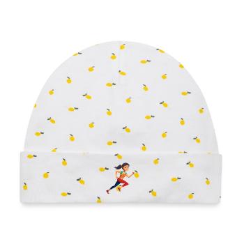 Running Girl - Baby Premium Organic Mütze - Weiß/Zitronengelb - Vorne