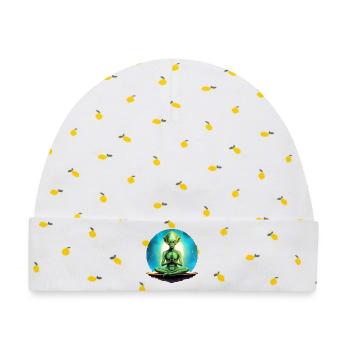 Aliens Yoga / Yogi Alien - Baby Premium Organic Mütze - Weiß/Zitronengelb - Vorne