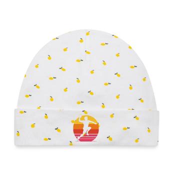 Handballer Sprungwurf – 70er 80er Retro Look - Baby Premium Organic Mütze - Weiß/Zitronengelb - Vorne