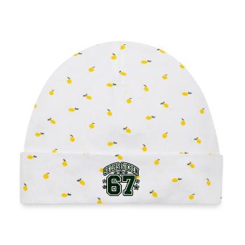 Sechs Sieben College Zahlen 67 Retro Vektor Shirt - Baby Premium Organic Mütze - Weiß/Zitronengelb - Vorne