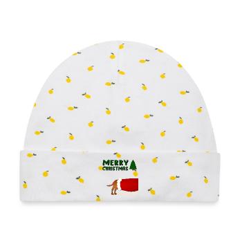 Froher Weihnachtshund - Baby Premium Organic Mütze - Weiß/Zitronengelb - Vorne