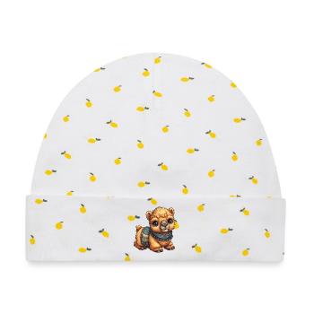 Kleines Kamel im Schal - Baby Premium Organic Mütze - Weiß/Zitronengelb - Vorne