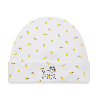 Rottweiler – Minimalistische Line Art - Baby Premium Organic Mütze - Weiß/Zitronengelb - Vorne