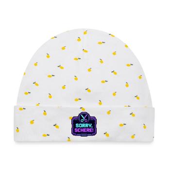 Sorry Schere Retro Arcade Game Over Pixel Shirt - Baby Premium Organic Mütze - Weiß/Zitronengelb - Vorne