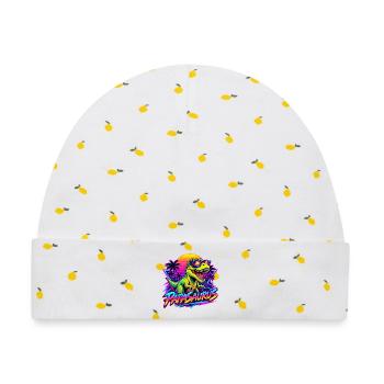  Papasaurus Dinosaurier Sonnenbrille Retro 80er - Baby Premium Organic Mütze - Weiß/Zitronengelb - Vorne