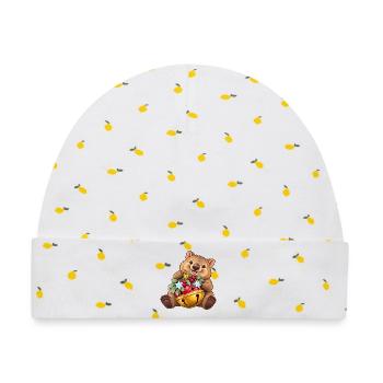 Wombat mit fröhlicher Beerenglocke - Baby Premium Organic Mütze - Weiß/Zitronengelb - Vorne