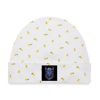 Cyberpunk Viking Helm - Baby Premium Organic Mütze - Weiß/Zitronengelb - Vorne