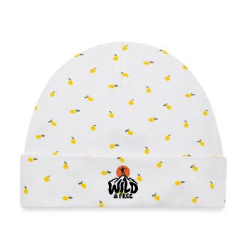 Wandern – Wild & Free Outdoor - Baby Premium Organic Mütze - Weiß/Zitronengelb - Vorne