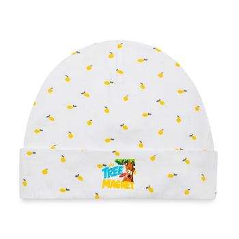 Baum Magnet Cartoon Abenteuer - Baby Premium Organic Mütze - Weiß/Zitronengelb - Vorne