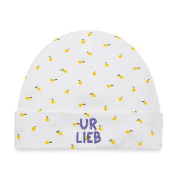 UR LIEB – Süßer Spruch mit österreichischem Charme - Baby Premium Organic Mütze - Weiß/Zitronengelb - Vorne