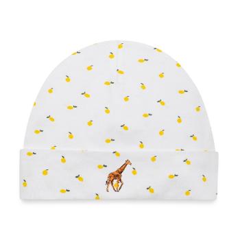 Poly Stil Giraffe - Baby Premium Organic Mütze - Weiß/Zitronengelb - Vorne