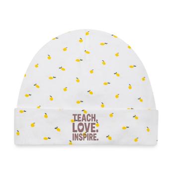 Teach Love Inspire Heart Typo Design - Baby Premium Organic Mütze - Weiß/Zitronengelb - Vorne