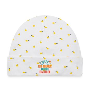 Ich bremse nur für Eisdielen – Fahrrad Spruch - Baby Premium Organic Mütze - Weiß/Zitronengelb - Vorne