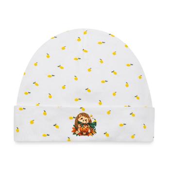 Igel-Herbst-Kürbis Halloween - Baby Premium Organic Mütze - Weiß/Zitronengelb - Vorne