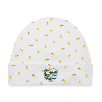 Island Mind – Gute Vibes Insel - Baby Premium Organic Mütze - Weiß/Zitronengelb - Vorne