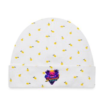 Insel Neon Retro Sunset - Baby Premium Organic Mütze - Weiß/Zitronengelb - Vorne