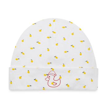 Weihnachtsente Silhouette mit Mütze - Baby Premium Organic Mütze - Weiß/Zitronengelb - Vorne