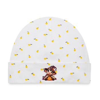 Niedliche Halloween-Kuh - Baby Premium Organic Mütze - Weiß/Zitronengelb - Vorne