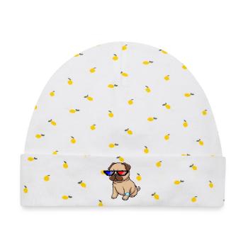 Pixel Shades Pug - Baby Premium Organic Mütze - Weiß/Zitronengelb - Vorne