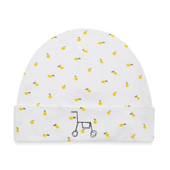 Rollator handgezeichnet - Baby Premium Organic Mütze - Weiß/Zitronengelb - Vorne