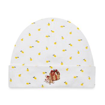 Christmas Mouse With Gift - Baby Premium Organic Mütze - Weiß/Zitronengelb - Vorne