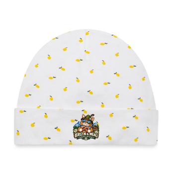 Bayerische Katze Brezn & Miau – Volksfest Shirt - Baby Premium Organic Mütze - Weiß/Zitronengelb - Vorne