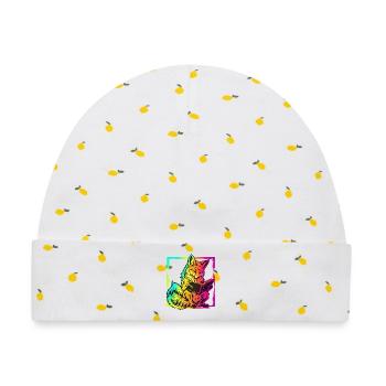 Lesender Fuchs – Neon Pop Art Bücherliebe - Baby Premium Organic Mütze - Weiß/Zitronengelb - Vorne