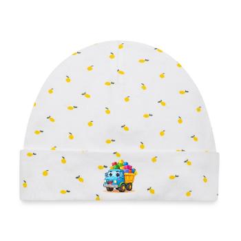Kawaii LKW Kipper Bunte Bauklötze Kinder T-Shirt - Baby Premium Organic Mütze - Weiß/Zitronengelb - Vorne