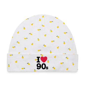 I love the 90s - Baby Premium Organic Mütze - Weiß/Zitronengelb - Vorne
