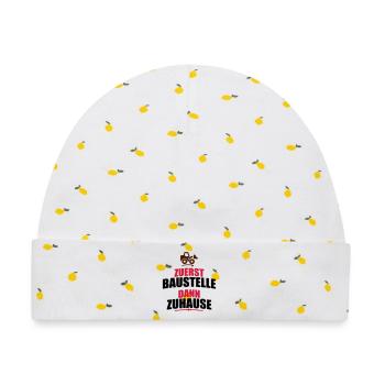 Baustelle - Baby Premium Organic Mütze - Weiß/Zitronengelb - Vorne