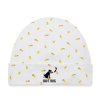 riot dog - Baby Premium Organic Mütze - Weiß/Zitronengelb - Vorne