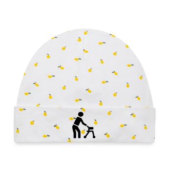 Behinderte Person hinter Rollator # - Baby Premium Organic Mütze - Weiß/Zitronengelb - Vorne