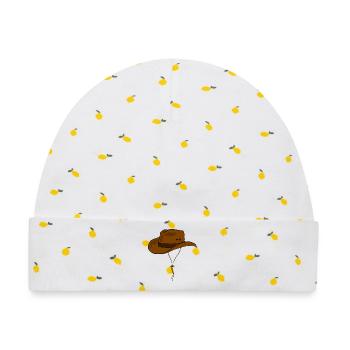 Cowboyhut Western - Baby Premium Organic Mütze - Weiß/Zitronengelb - Vorne