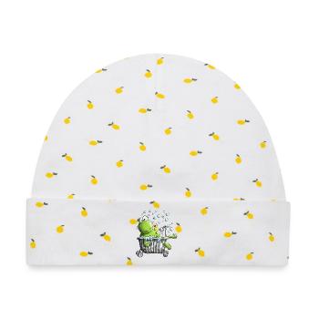 Wellness Frosch - Baby Premium Organic Mütze - Weiß/Zitronengelb - Vorne