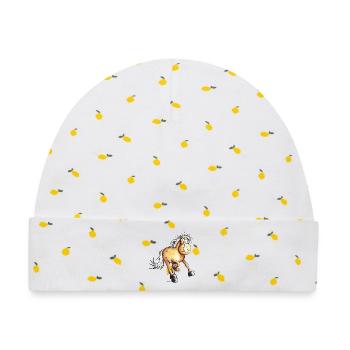 Flotter Haflinger I Hafi I Pferd I Pferdemotiv Fun - Baby Premium Organic Mütze - Weiß/Zitronengelb - Vorne