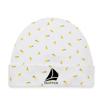 skipper segelboot logo - Baby Premium Organic Mütze - Weiß/Zitronengelb - Vorne