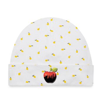 BIG APPLE NY New York Apfel Geschenk - Baby Premium Organic Mütze - Weiß/Zitronengelb - Vorne