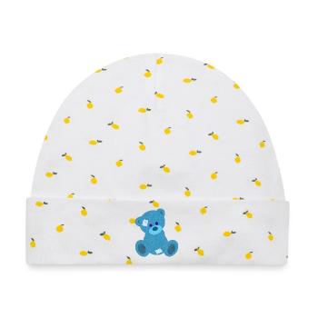 Blauer Bär - Baby Premium Organic Mütze - Weiß/Zitronengelb - Vorne