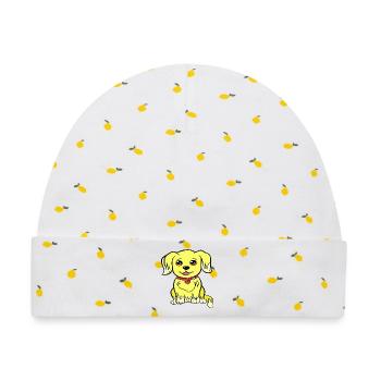 Kawaii Hunde Design - Baby Premium Organic Mütze - Weiß/Zitronengelb - Vorne