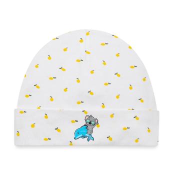 Koala und Delfin - Baby Premium Organic Mütze - Weiß/Zitronengelb - Vorne